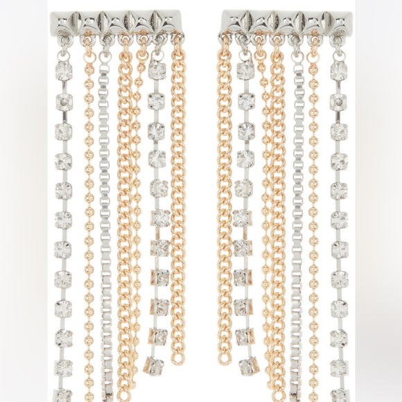 NWT, gorgeous ALLSAINTS Farrah Multi-Tonal Chain
Earrings in warm brass/silver - Picture 2 of 14